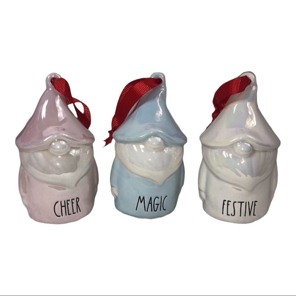 Rae Dunn ceramic gnome ornaments